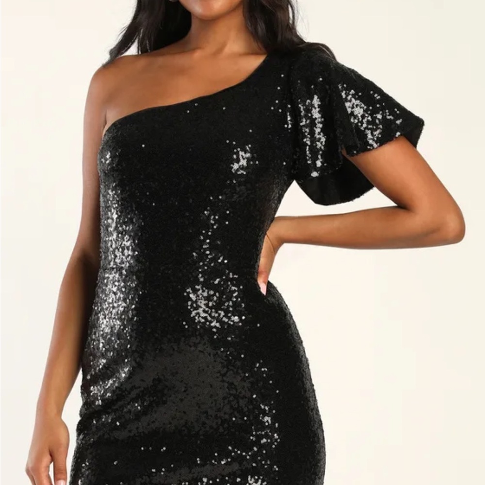 lulu’s black sequin mini dress